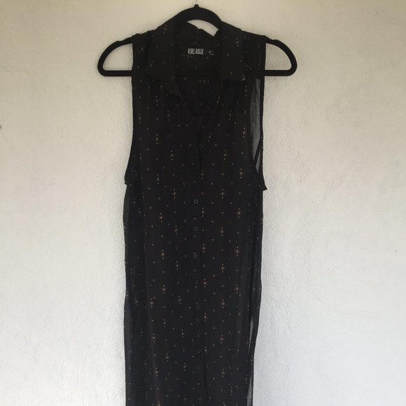 Maxi sheer vintage button down sheath dress - Picture 1 of 4